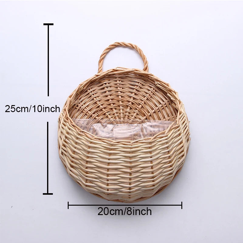Panier Murale En Osier Fait Main - Élégance Naturelle Pour Plantes Et Fleurs