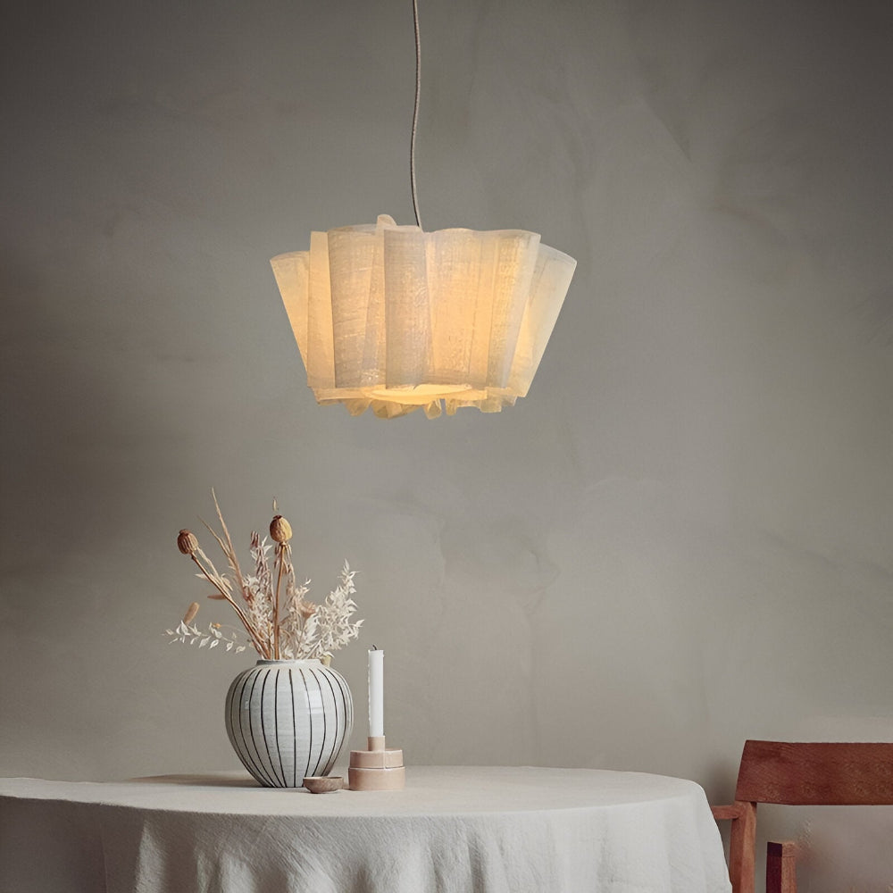 Lampe Suspendue Minimaliste Fait Main - Élégante Suspension avec Abat-Jour en Tissu