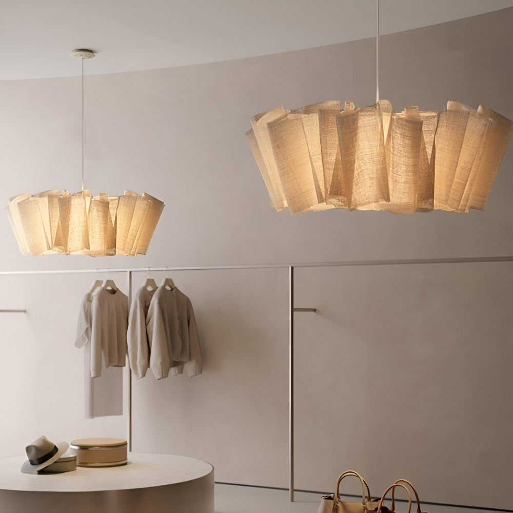 Lampe Suspendue Minimaliste Fait Main - Élégante Suspension avec Abat-Jour en Tissu