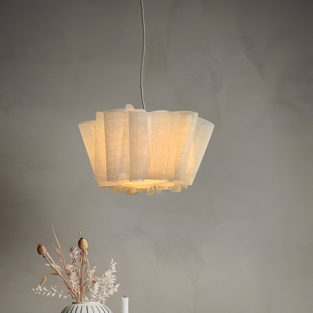 Lampe Suspendue Minimaliste Fait Main - Élégante Suspension avec Abat-Jour en Tissu