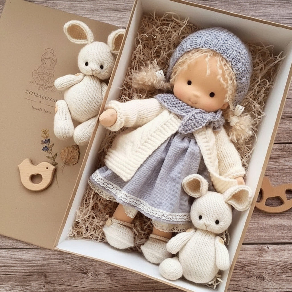 WALDOLLY - Poupée en coton Waldorf faite à la main, conçue pour un jeu doux, naturel et imaginatif avec un charme minimaliste intemporel