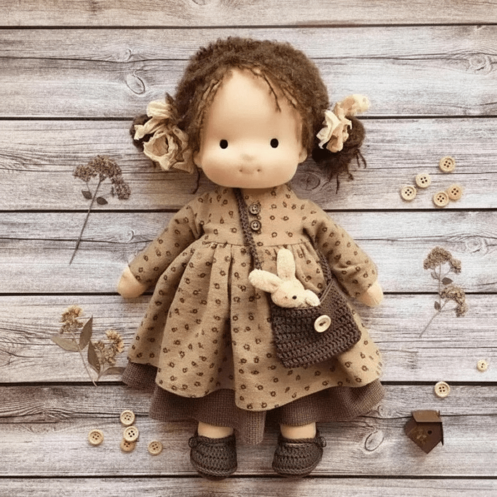 WALDOLLY - Poupée en coton Waldorf faite à la main, conçue pour un jeu doux, naturel et imaginatif avec un charme minimaliste intemporel
