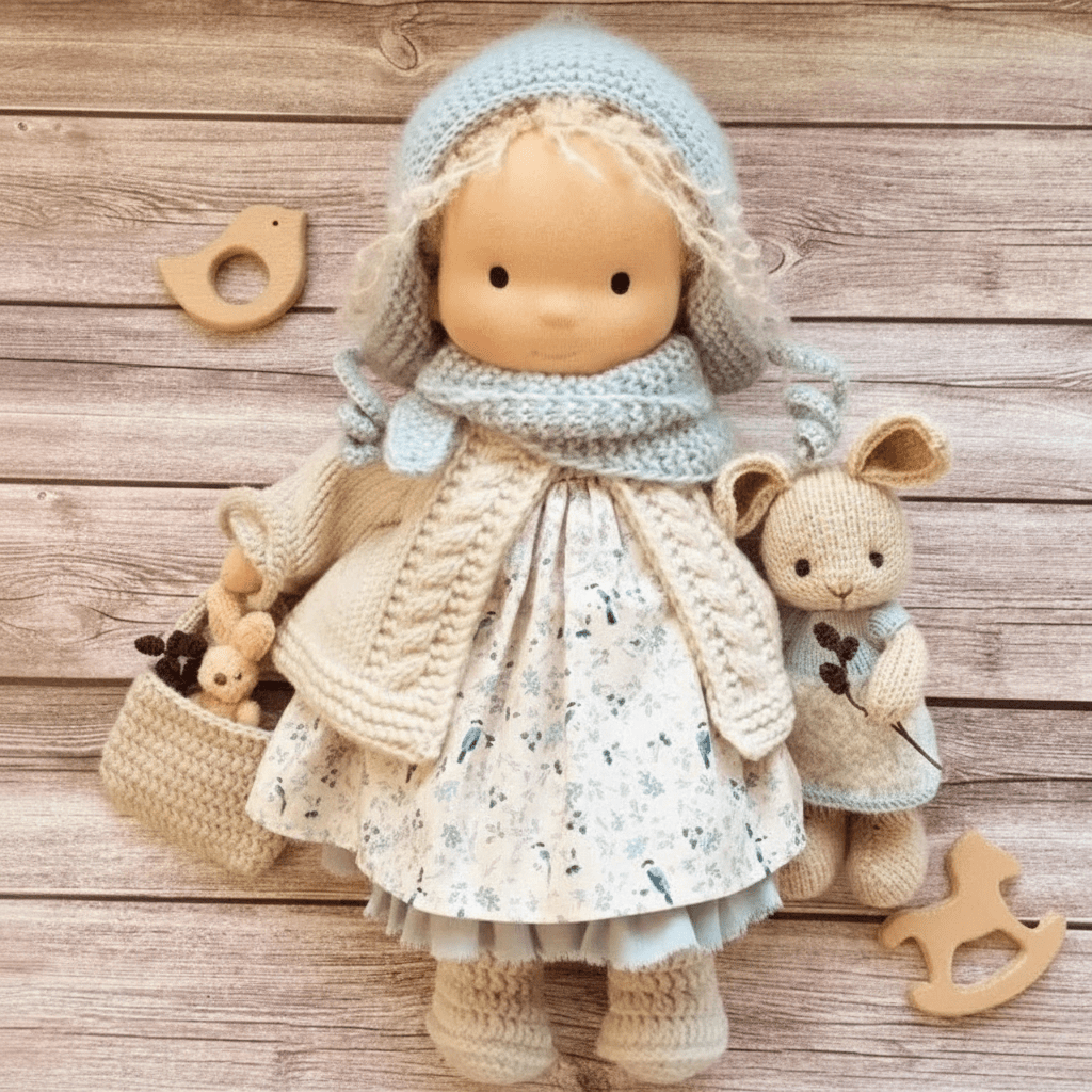 WALDOLLY - Poupée en coton Waldorf faite à la main, conçue pour un jeu doux, naturel et imaginatif avec un charme minimaliste intemporel