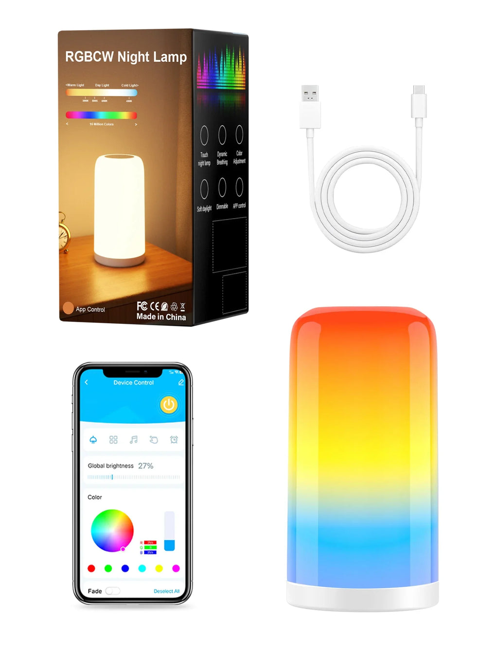 Lampe de table RGB-LED, dimmable