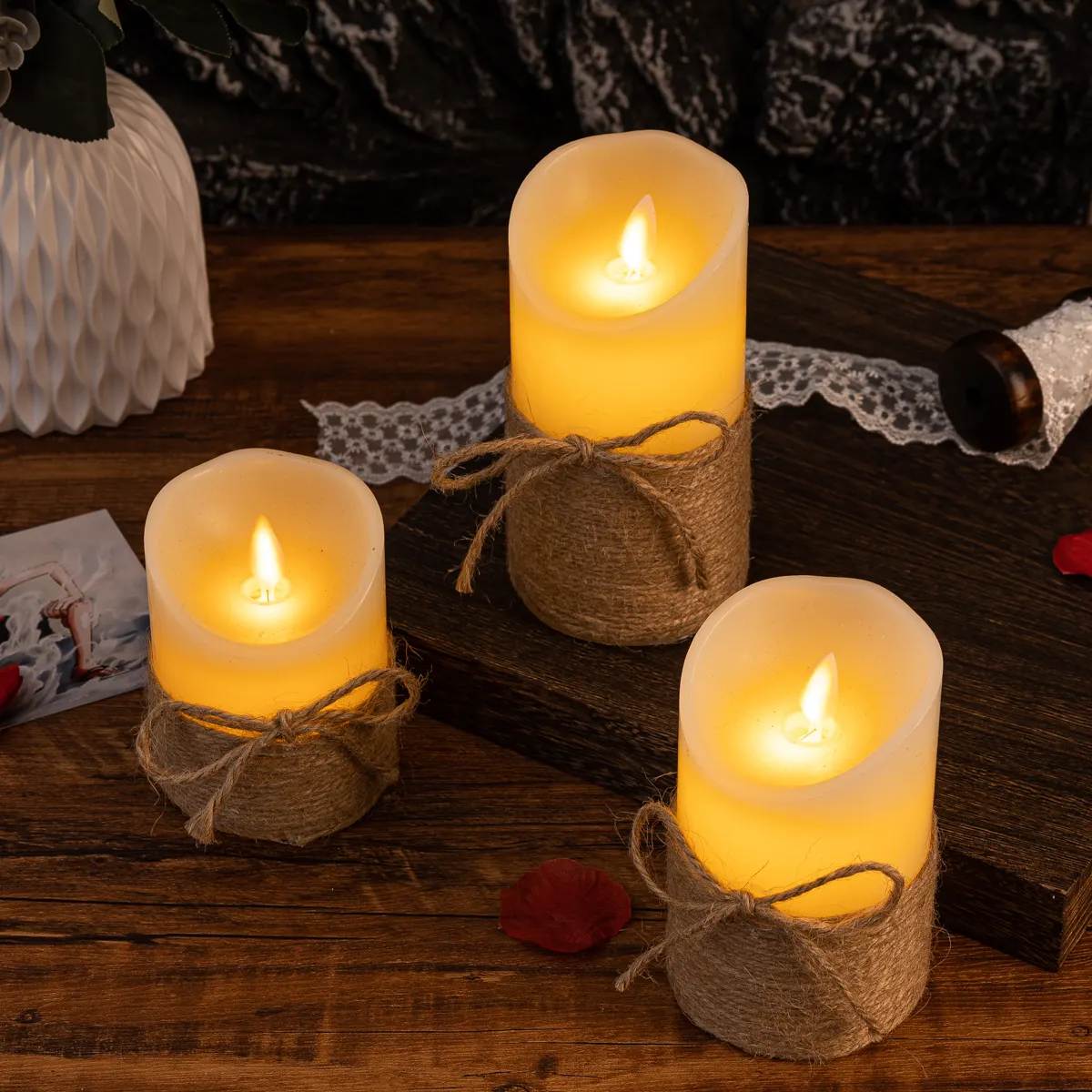 Bougies LED sans flamme avec éclairage chaud – décoration d'ambiance et sécurisée