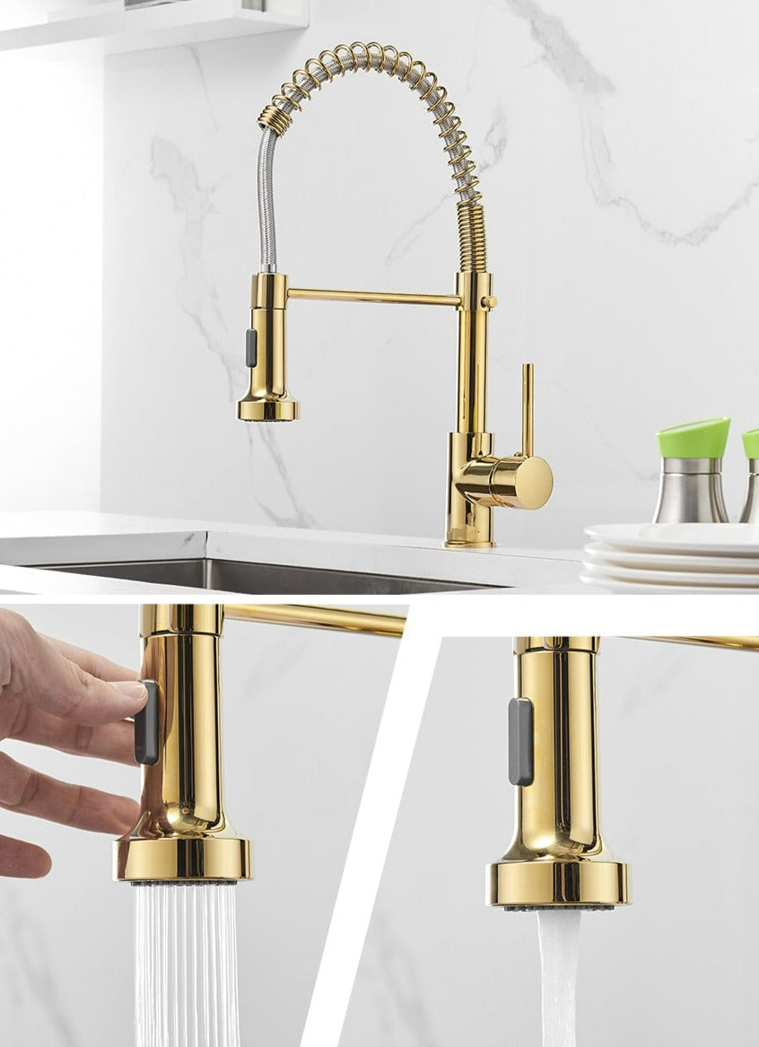 Robinet de cuisine moderne avec tête de douche à ressort extensible