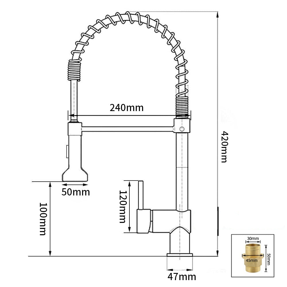 Robinet de cuisine moderne avec tête de douche à ressort extensible