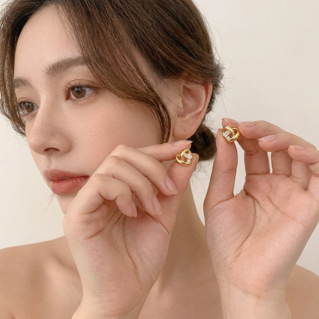 Ashley - Boucles d'oreilles en forme de cœur romantiques