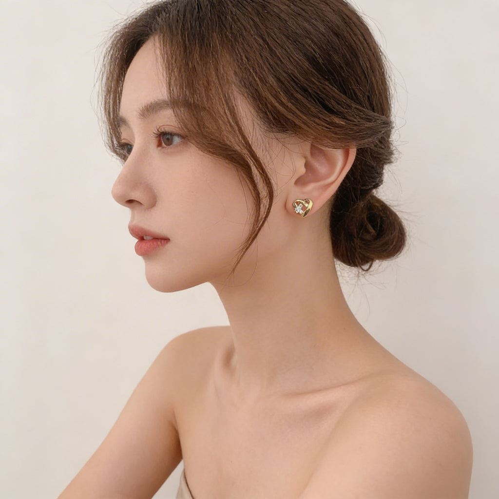 Ashley - Boucles d'oreilles en forme de cœur romantiques