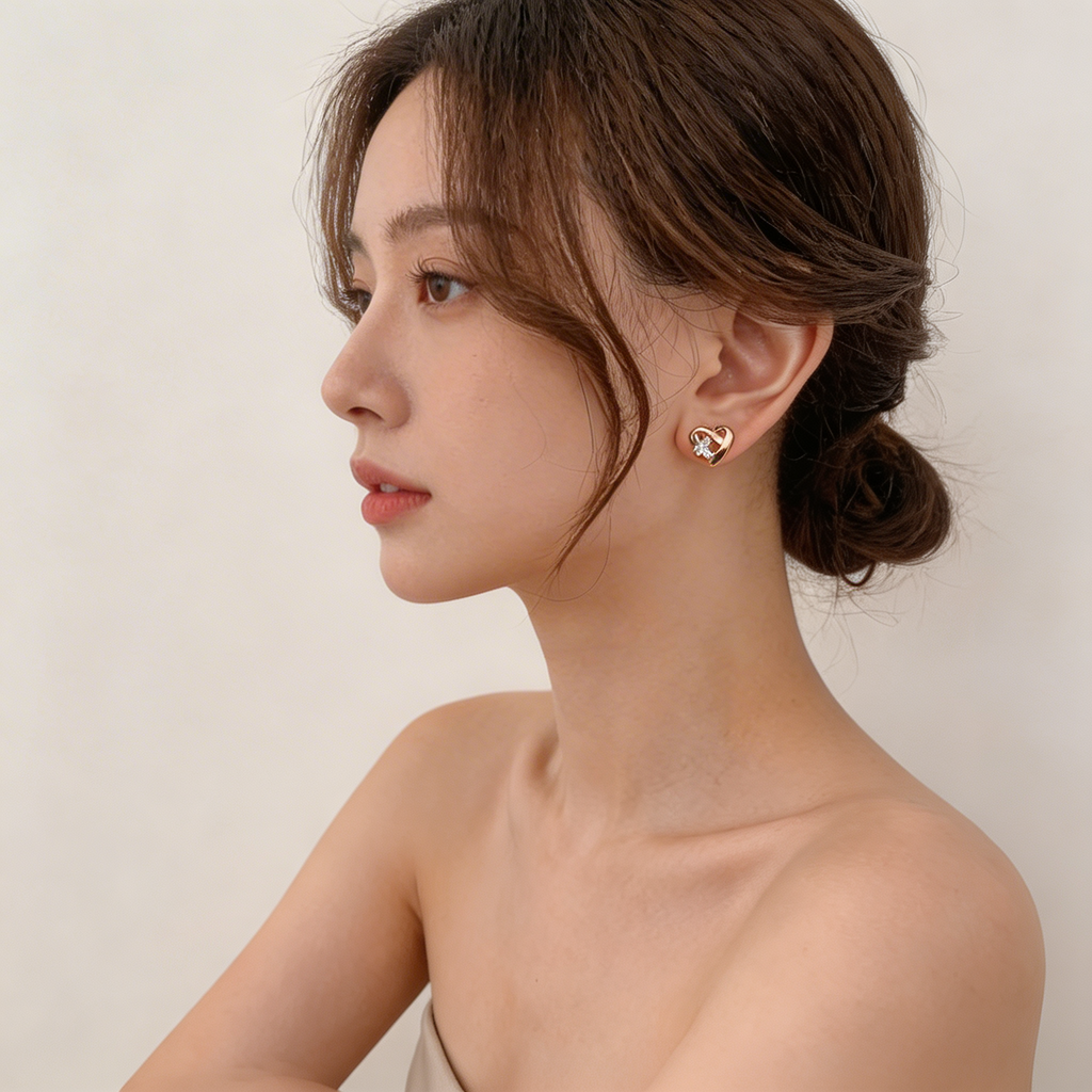 Ashley - Boucles d'oreilles en forme de cœur romantiques