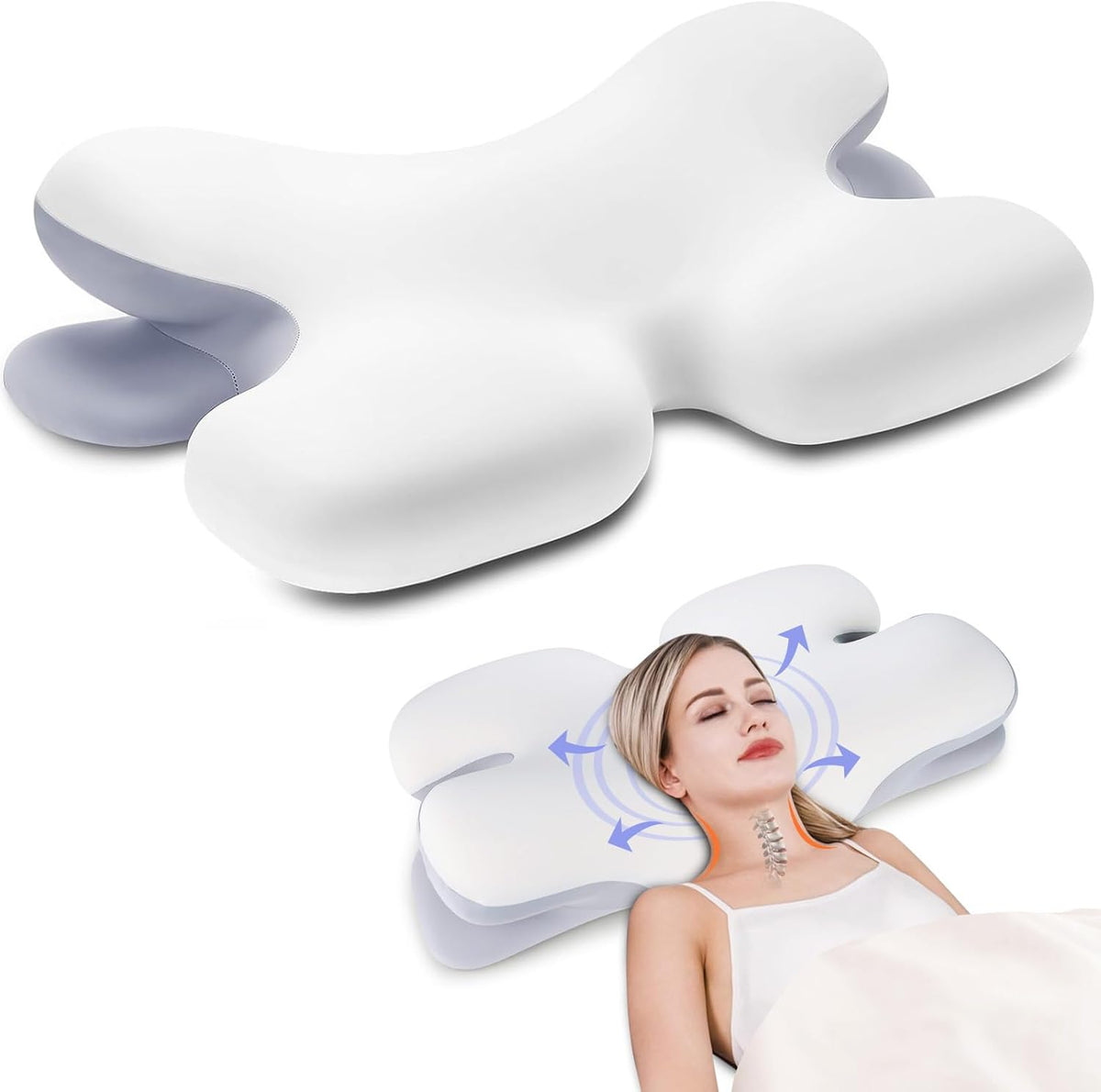 Coussin ergonomique pour le cou | Mousse à mémoire, soutien du cou & idéal pour un sommeil paisible