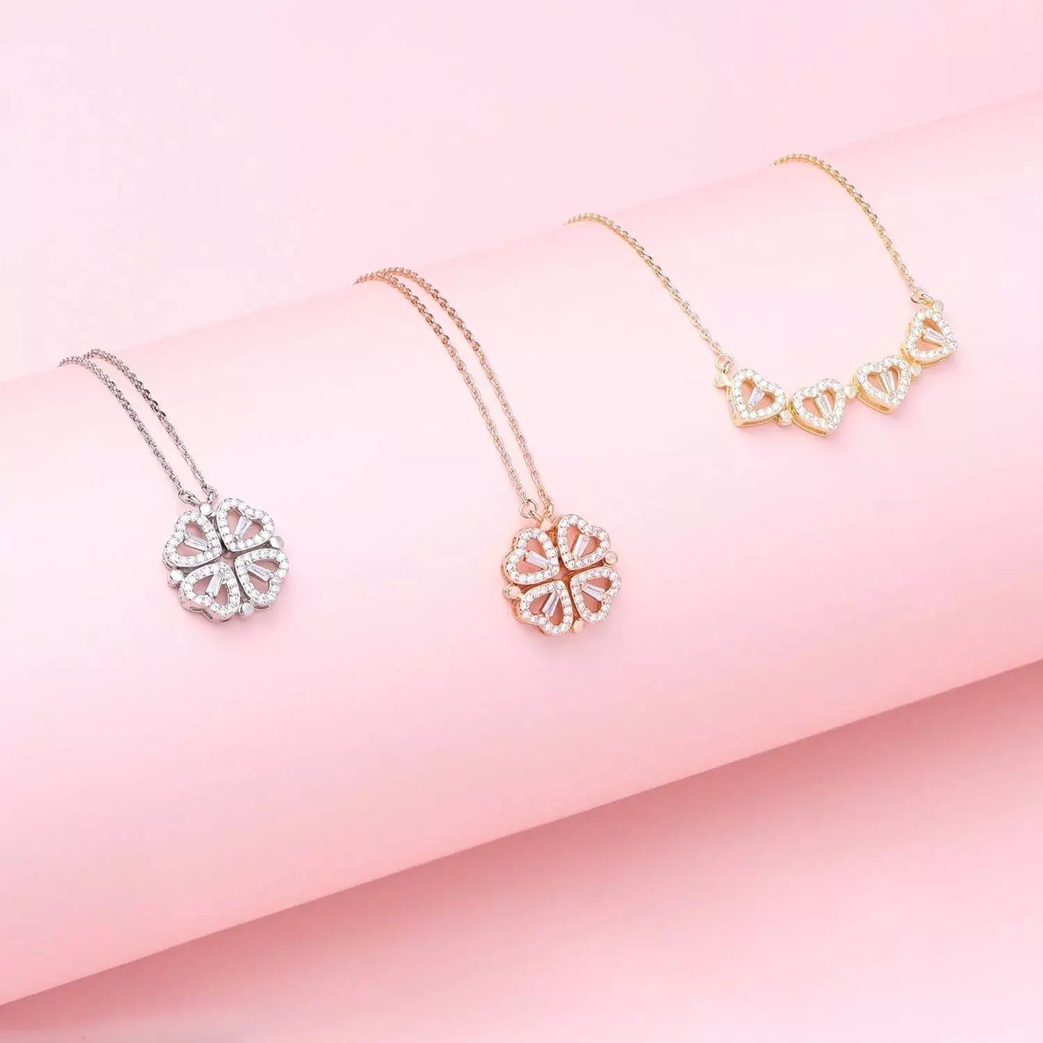 Collier en forme de cœur | Pendentif modulable | Motif de chance étincelant en tant qu'attrait | Luckéra