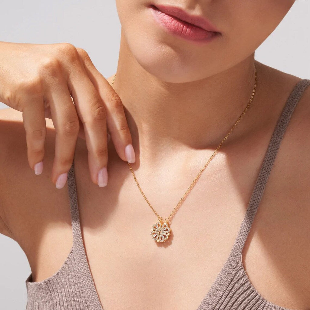 Collier en forme de cœur | Pendentif modulable | Motif de chance étincelant en tant qu'attrait | Luckéra