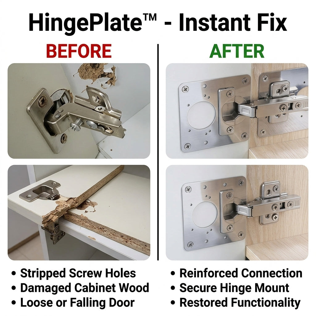 5+5 GRATUIT | HingePlate™ | Plaque de réparation pour charnières de meubles