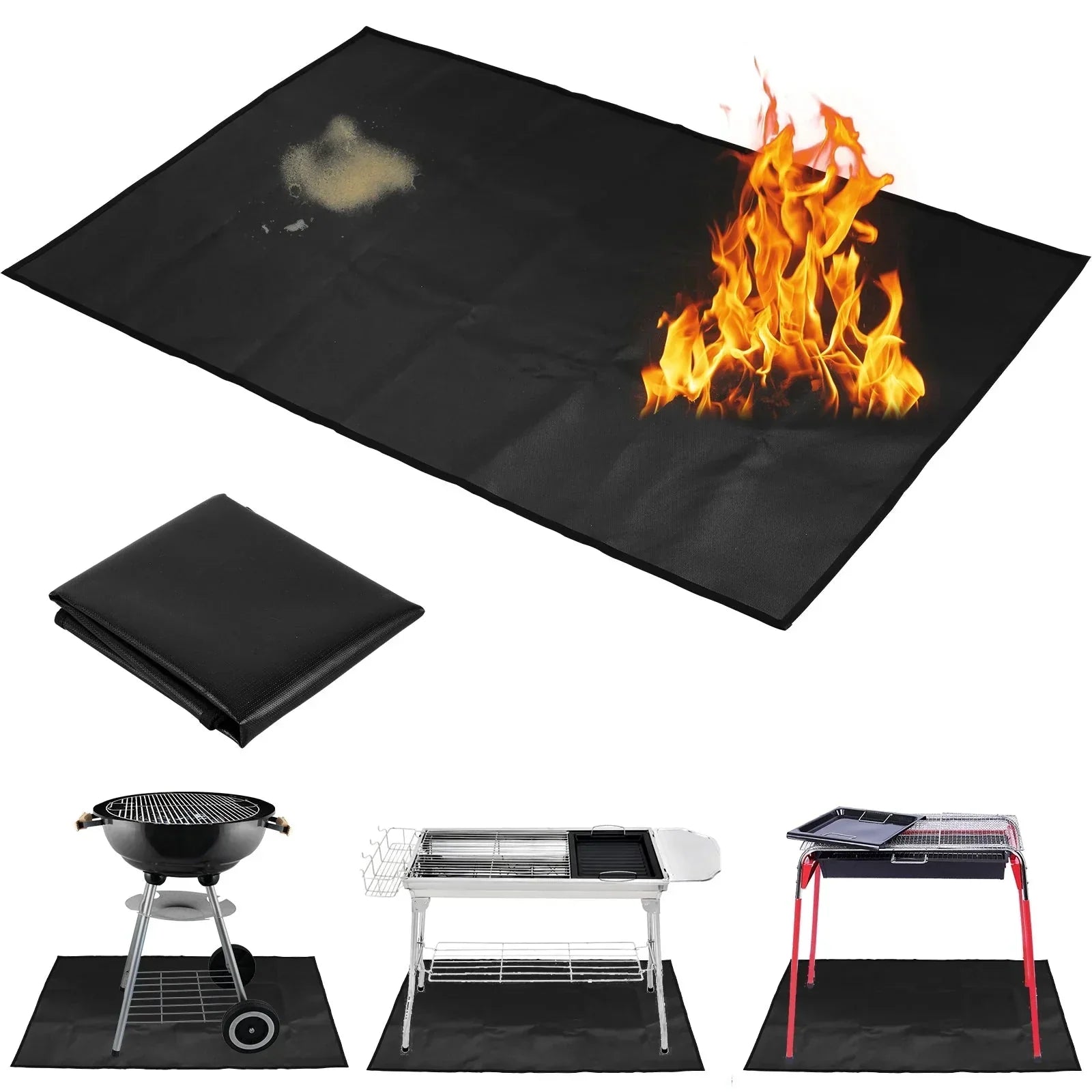 Tapis de barbecue résistant à la chaleur en fibre de verre – 122 × 76 cm