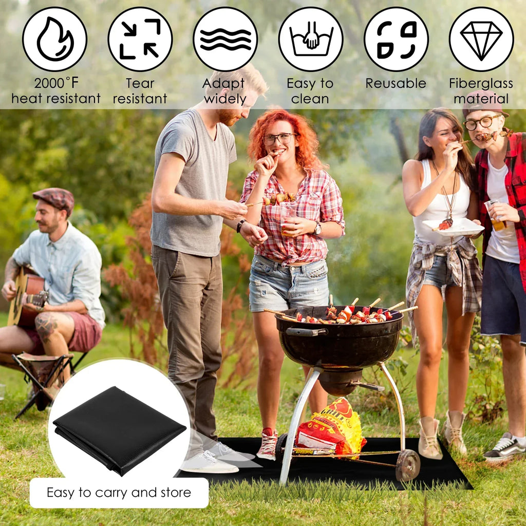 Tapis de barbecue résistant à la chaleur en fibre de verre – 122 × 76 cm
