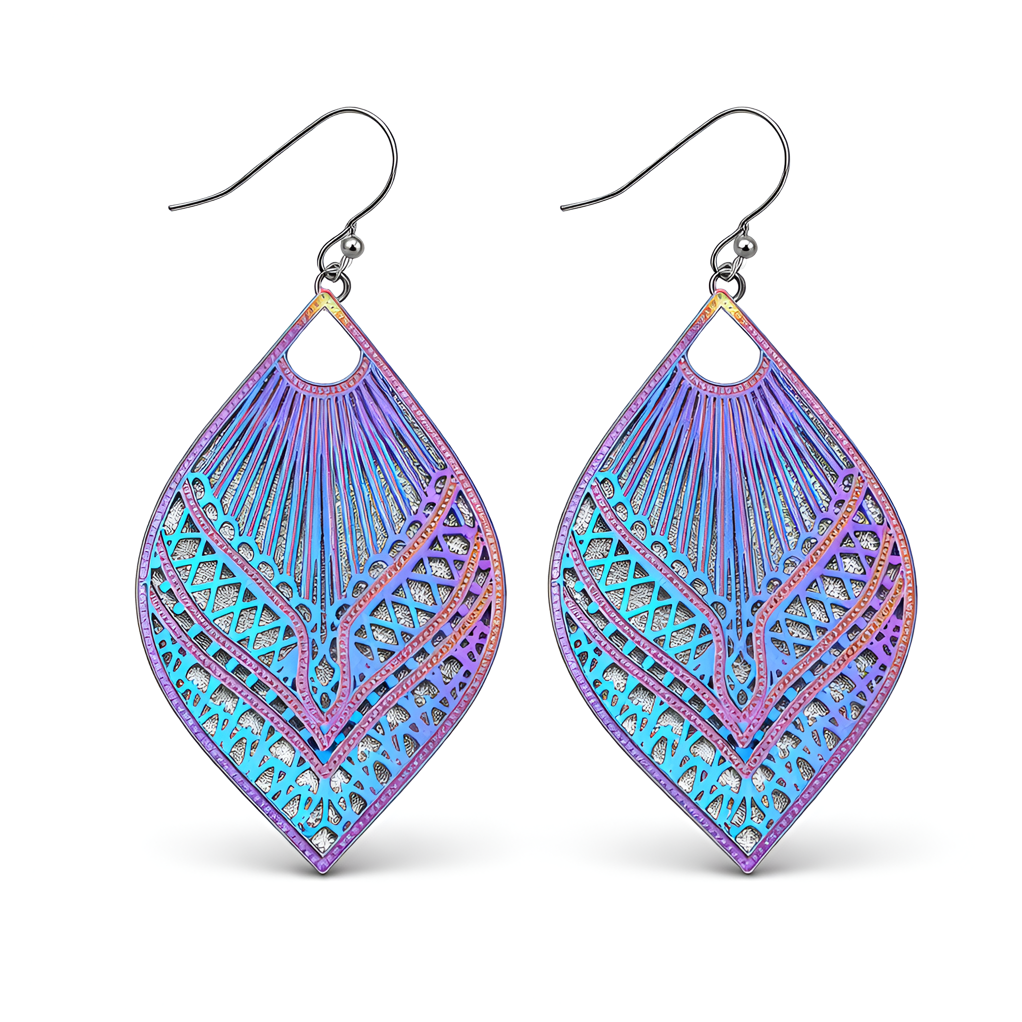 Irène - Boucles d'oreilles originales Fleur creuse et feuille