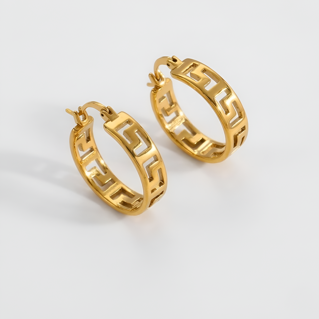 Riley - Boucles d'oreilles créoles creuses intemporelles pour femmes