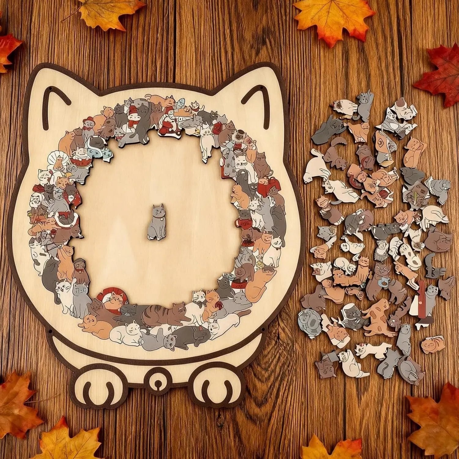 Purrzle™ | Puzzle en bois chat 135 pièces — Art, calme et style réunis dans un ensemble