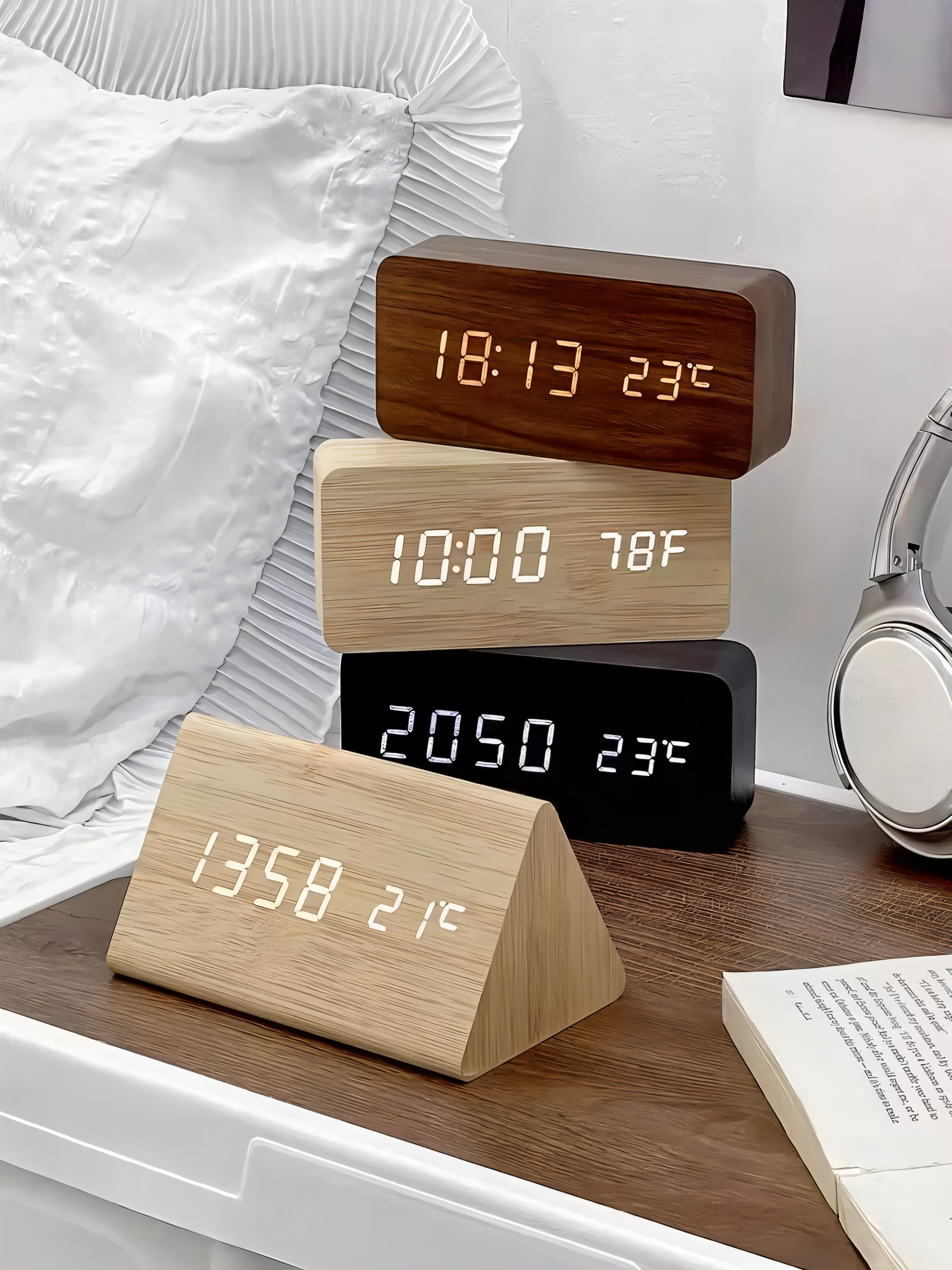 Réveil LED avec affichage numérique – design moderne avec température
