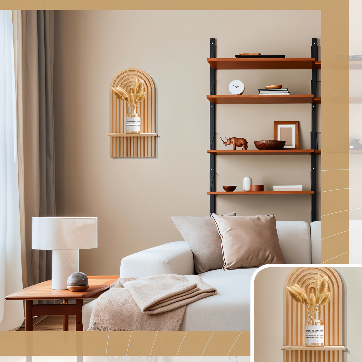 ArcLinea Étagère – Étagère en Bois Minimaliste Boho au Style Scandinave