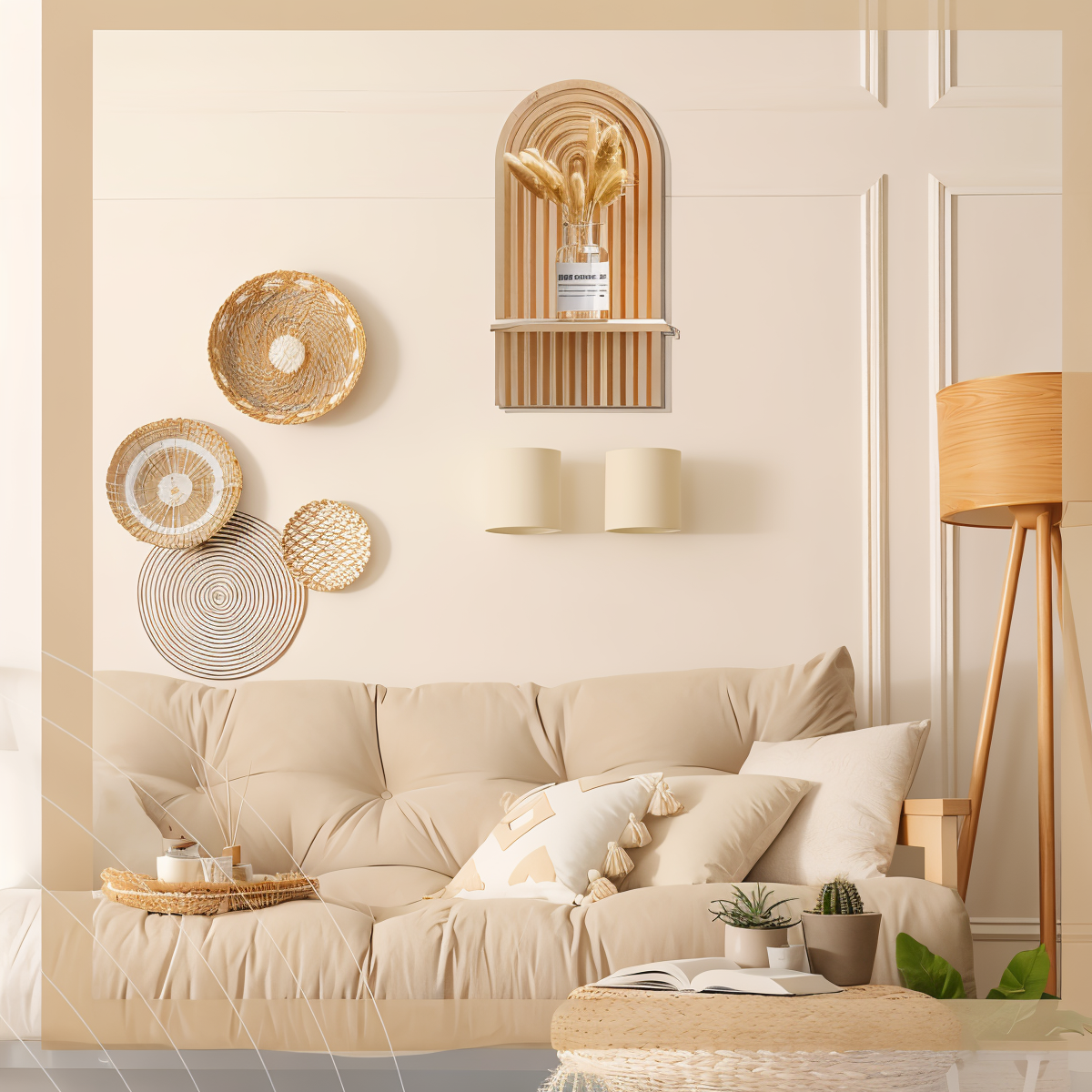 ArcLinea Étagère – Étagère en Bois Minimaliste Boho au Style Scandinave