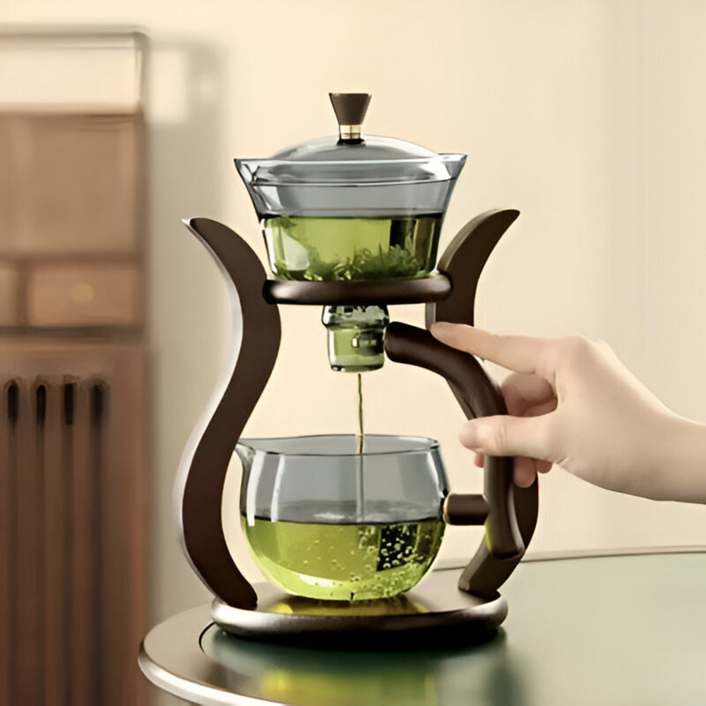 Infuseur à thé en verre avec support en bois