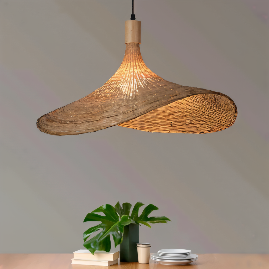 Suspension en bambou et rotin – lampe de plafond artisanale au design naturel