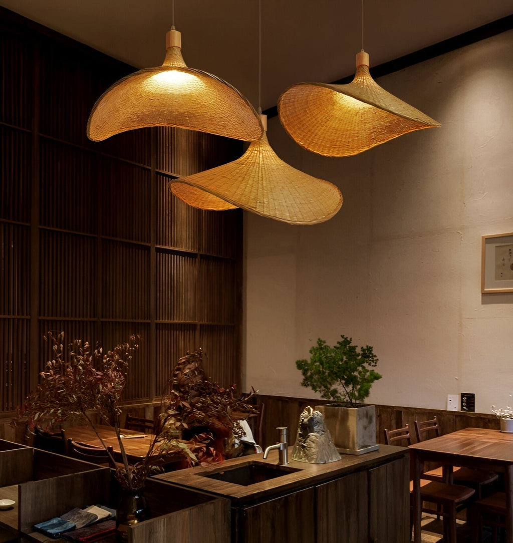 Suspension en bambou et rotin – lampe de plafond artisanale au design naturel