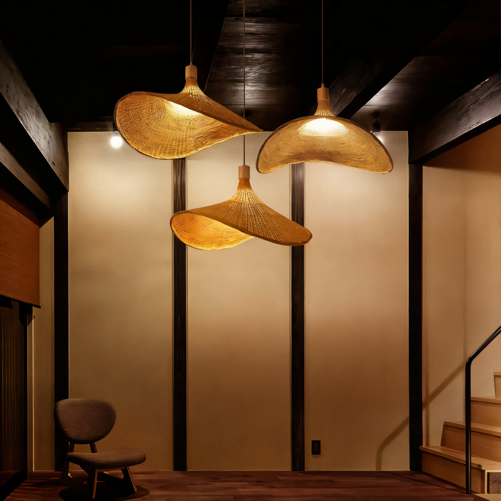Suspension en bambou et rotin – lampe de plafond artisanale au design naturel