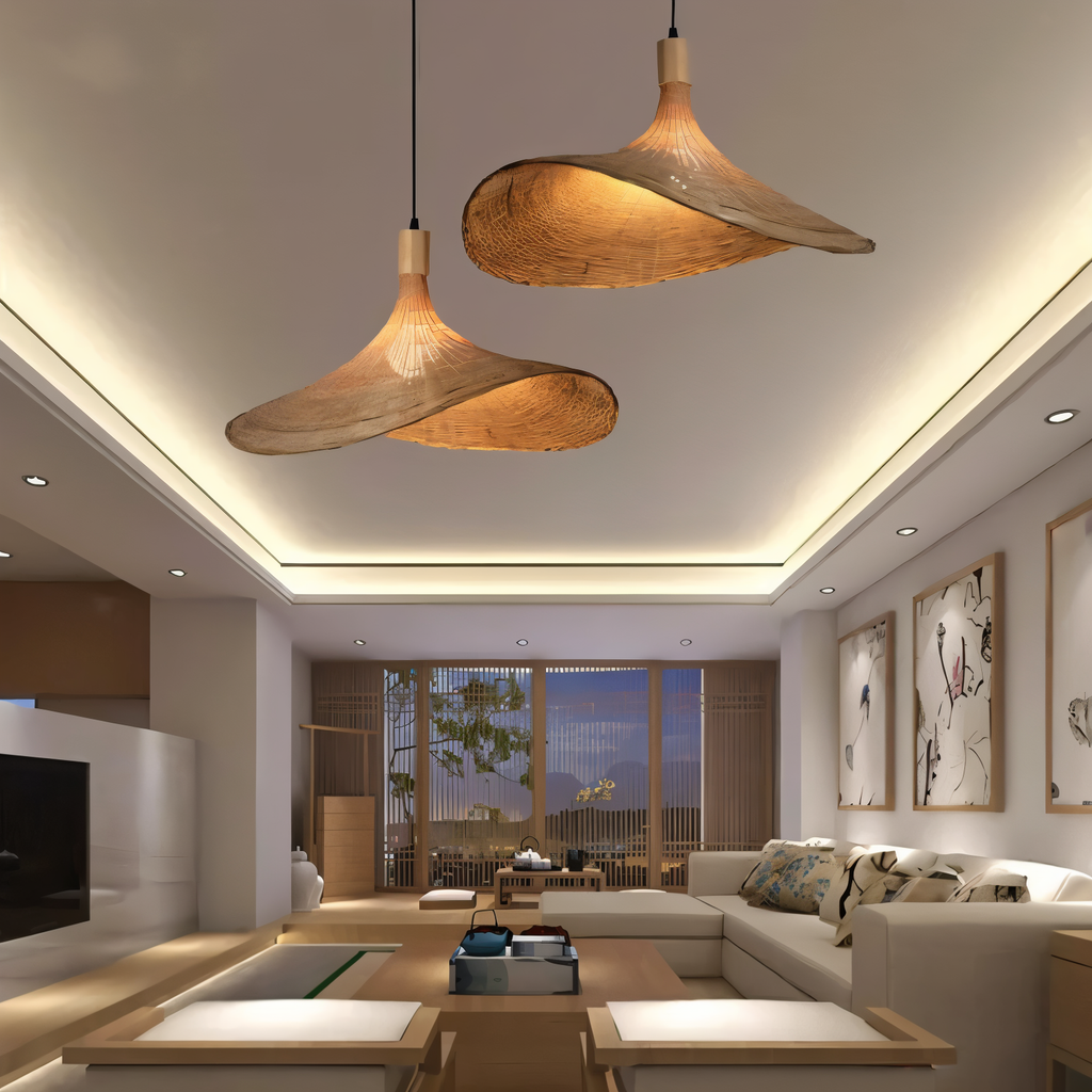 Suspension en bambou et rotin – lampe de plafond artisanale au design naturel