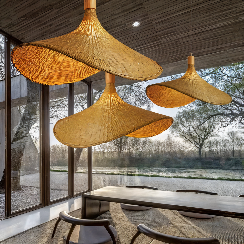 Suspension en bambou et rotin – lampe de plafond artisanale au design naturel