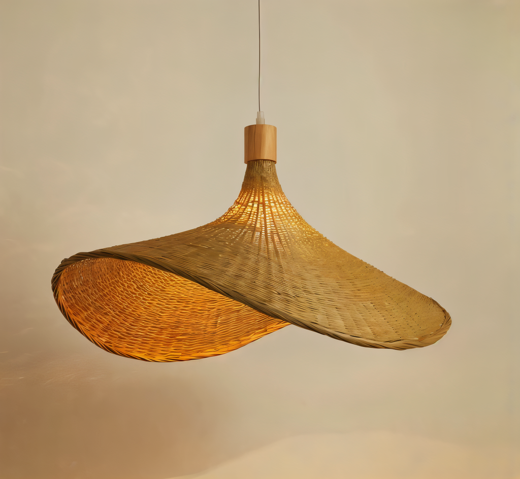 Suspension en bambou et rotin – lampe de plafond artisanale au design naturel