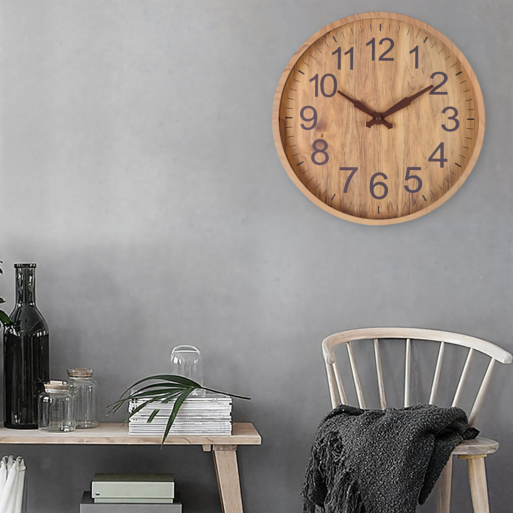 Horloge TimberTime – Horloge ronde esthétique en bois