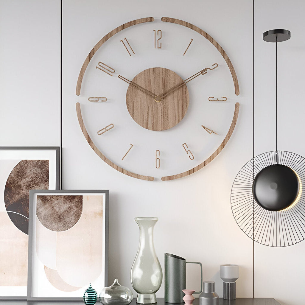 SilentView – Horloge Murale Transparente en Acrylique et Bois