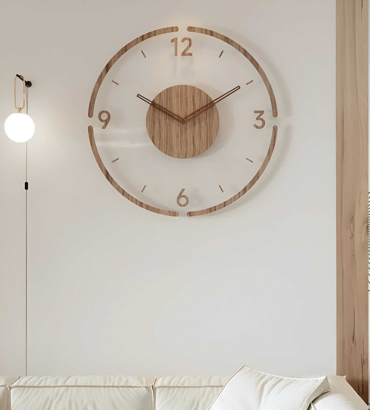 Horloge en bois avec de grands chiffres – design silencieux de style scandinave