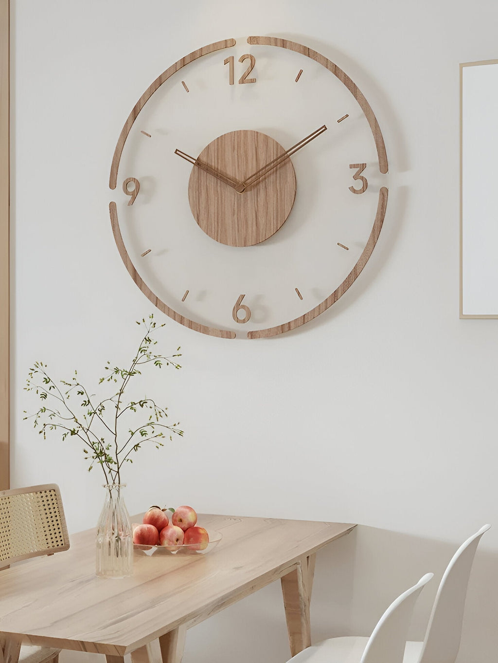 SilentView – Horloge Murale Transparente en Acrylique et Bois