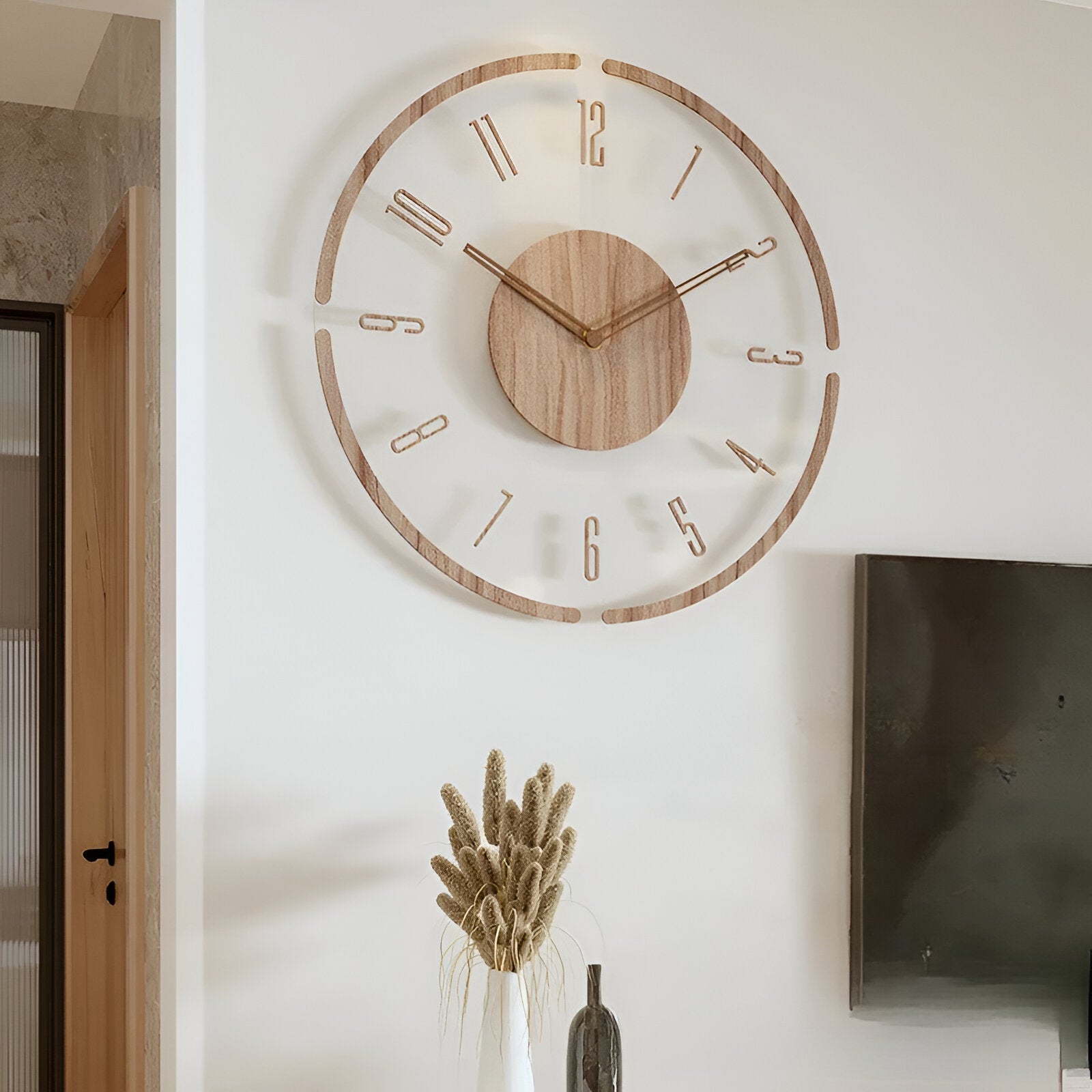 Horloge en bois avec de grands chiffres – design silencieux de style scandinave
