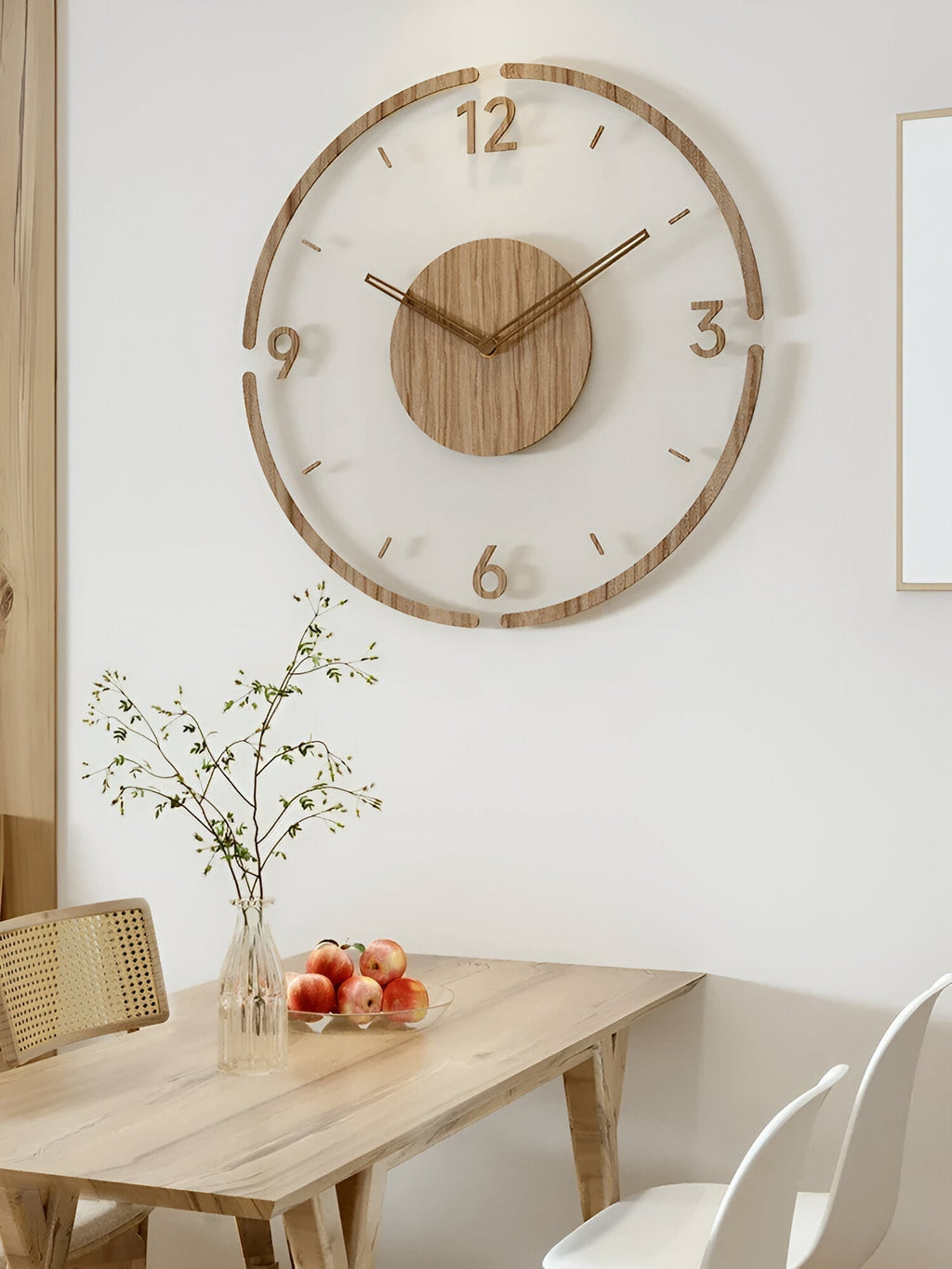 Horloge en bois avec de grands chiffres – design silencieux de style scandinave