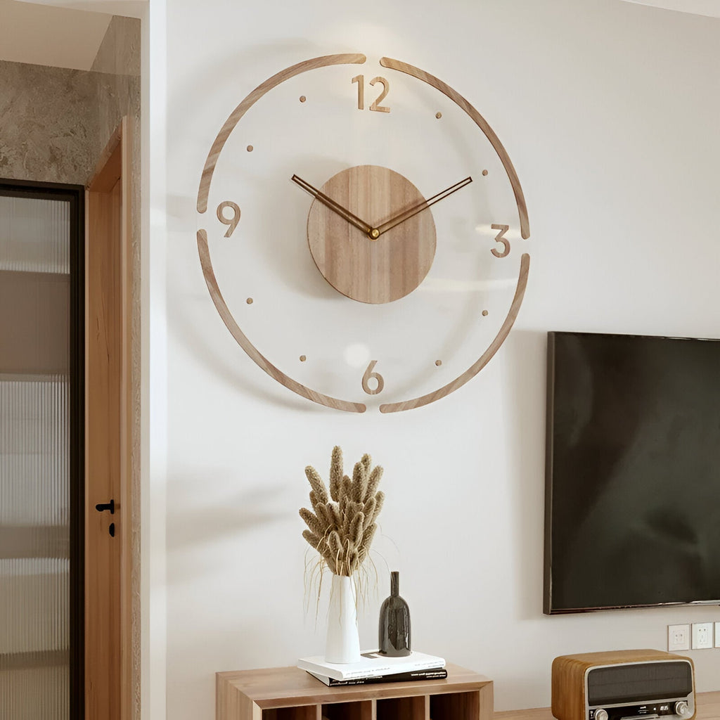 Horloge en bois avec de grands chiffres – design silencieux de style scandinave