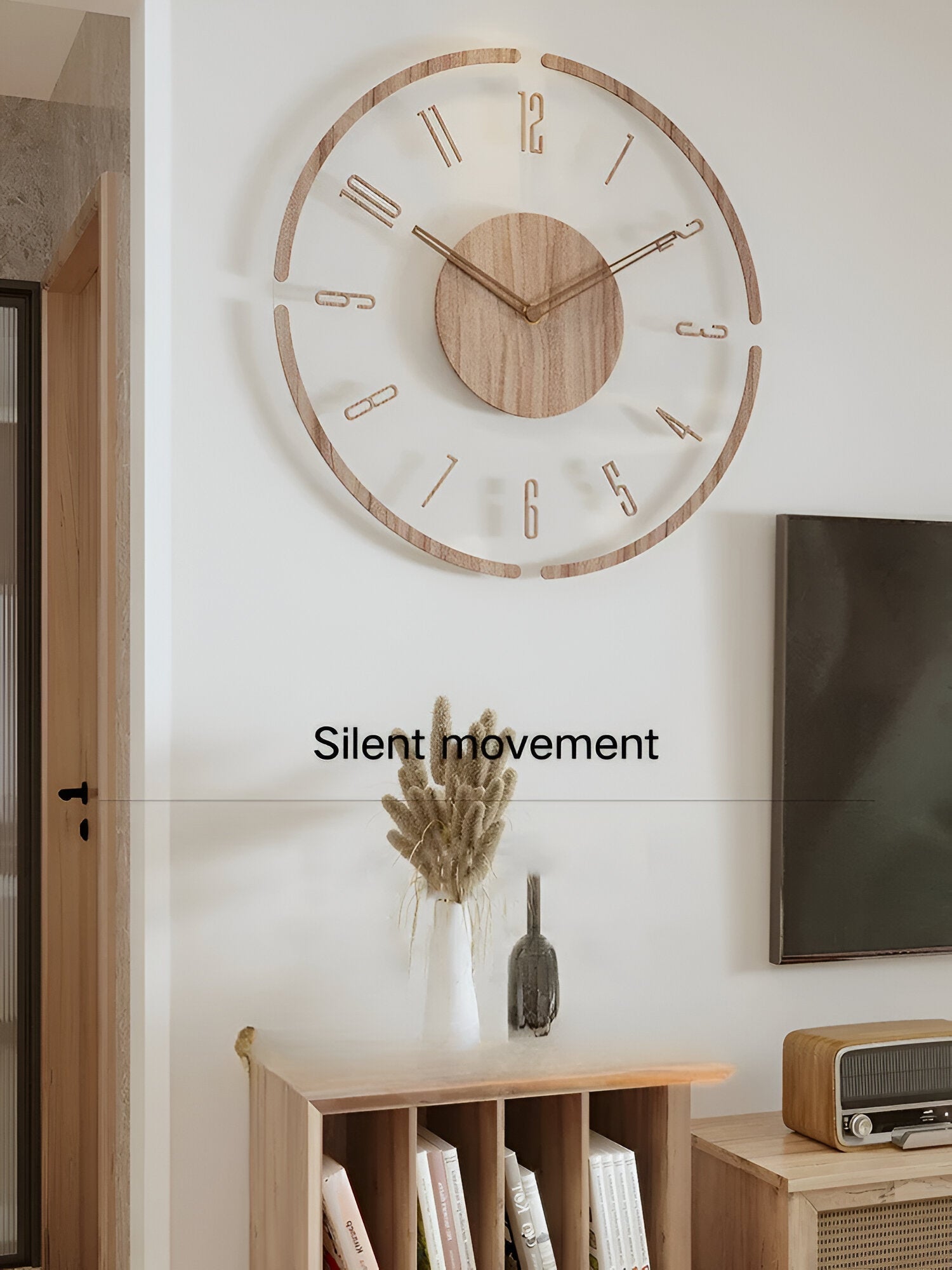 SilentView – Horloge Murale Transparente en Acrylique et Bois