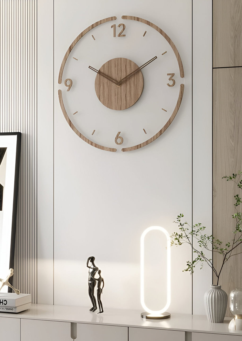 SilentView – Horloge Murale Transparente en Acrylique et Bois