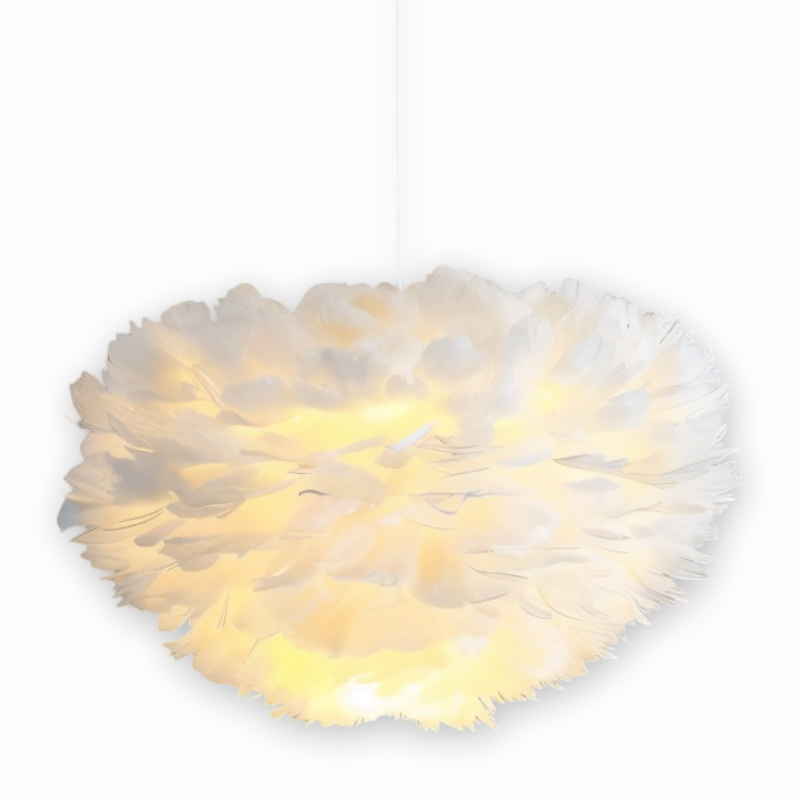 Lampe suspendue en plumes faite à la main – lampe de plafond réglable au design élégant