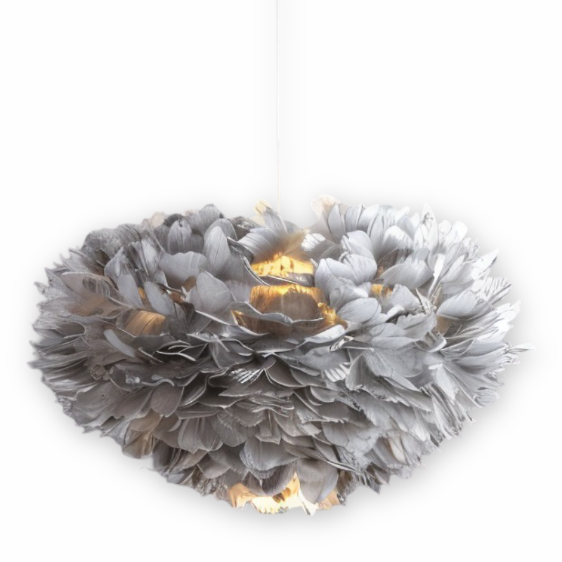 Lampe suspendue en plumes faite à la main – lampe de plafond réglable au design élégant