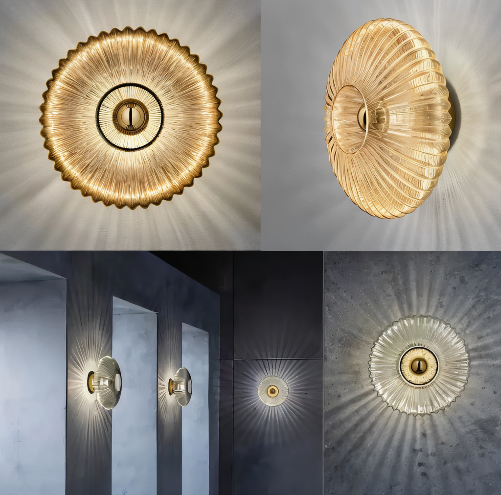 Applique murale en verre ondulé – design Bauhaus nordique avec LED