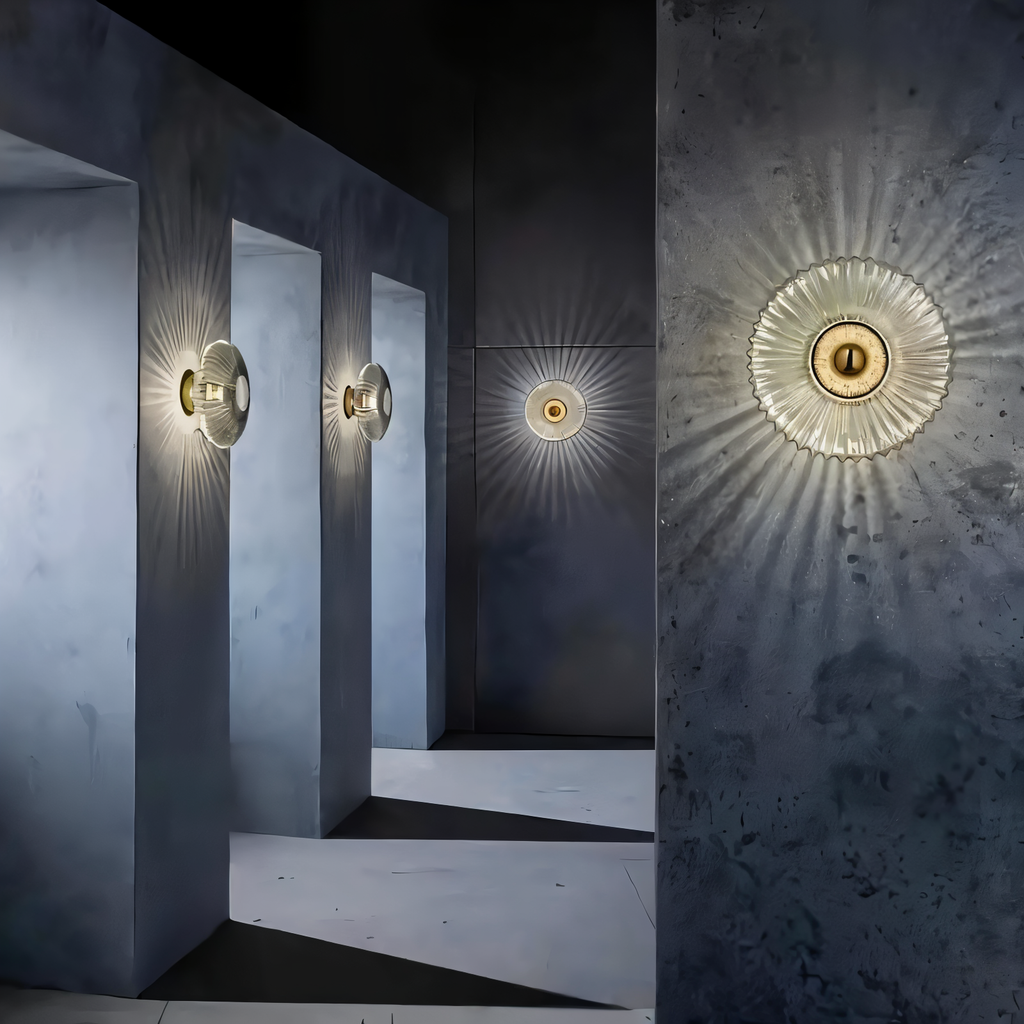 Applique murale en verre ondulé – design Bauhaus nordique avec LED