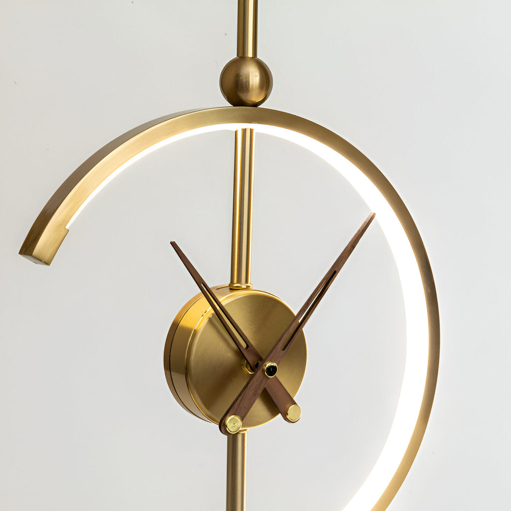 GLux Horloge - Lampe de Bureau LED Temps Doré - Chargeur Qi Sans Fil Géométrique & Horloge