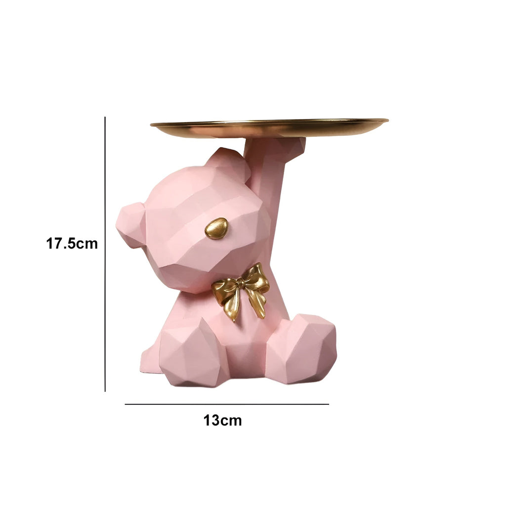 Plateau de Service Figurine Ours Géométrique en Résine