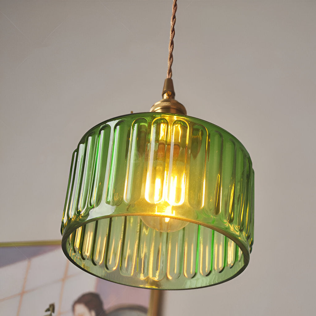 Verluna – Lampe Pendante Vintage en Verre Cylindrique Vert