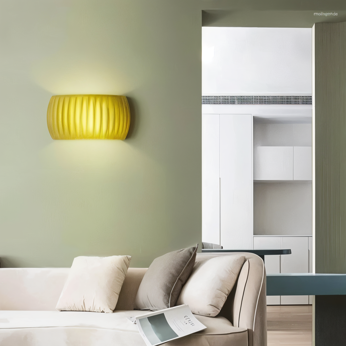 ColoraRib – Applique Murale Verte Rayée en Résine avec Design Macaron & LED Nordique